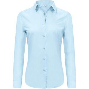 💫 Ruisin Wrinkle Free Button Down Shirts Women Blue Long Sleeve Work Dress Tops